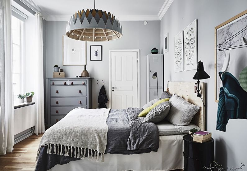 Scandinavian style small bedroom design - photo