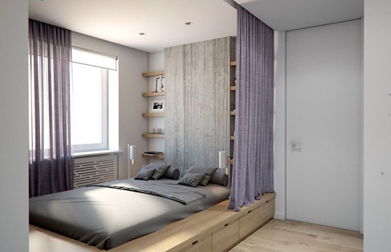Floor design in a small bedroom - photo