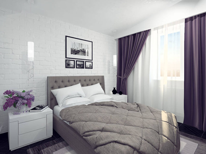 Furniture arrangement in a small square bedroom - photo