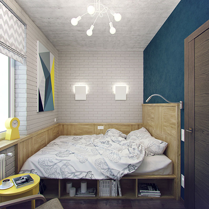 Furniture arrangement in a small narrow (rectangular) bedroom - photo