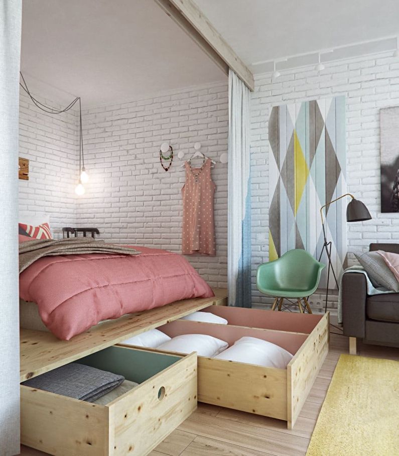 Design of a small bedroom in Khrushchev - photo