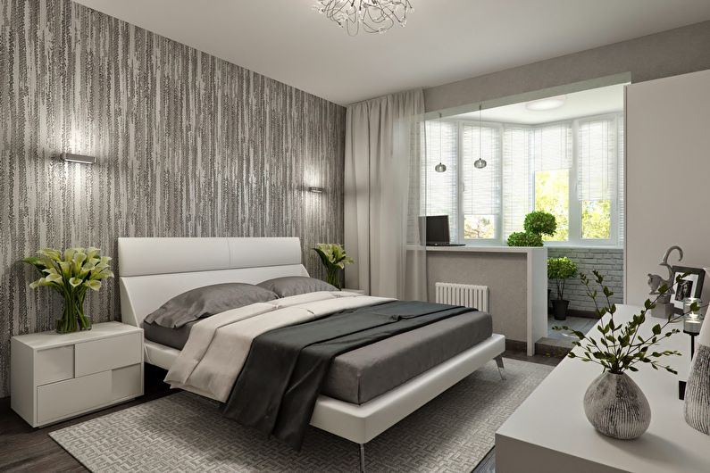 Combining a small bedroom with a balcony or loggia - photo design