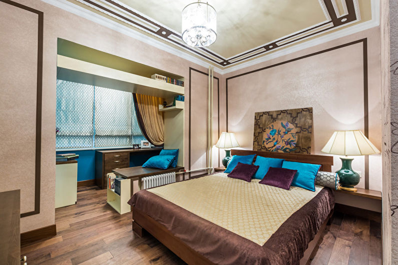 Combining a small bedroom with a balcony or loggia - photo design