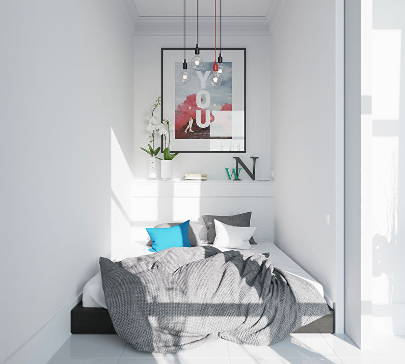 Design of a small bedroom 5-6 sq.m. - Photo