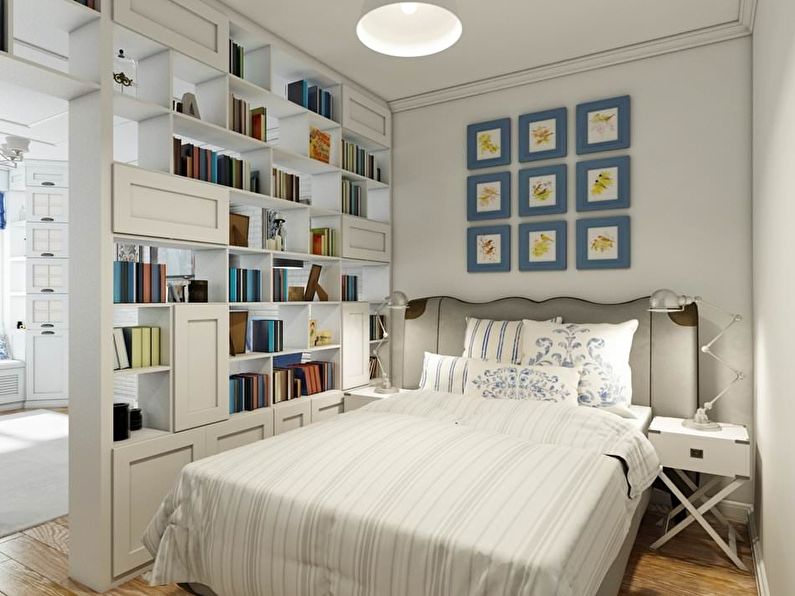 Design of a small bedroom 5-6 sq.m. - Photo