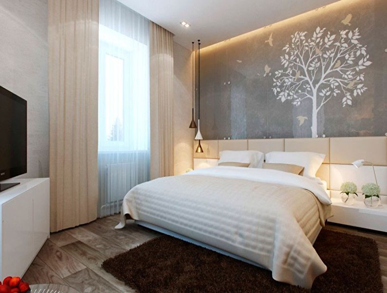 Design of a small bedroom of 9 sq.m. - Photo