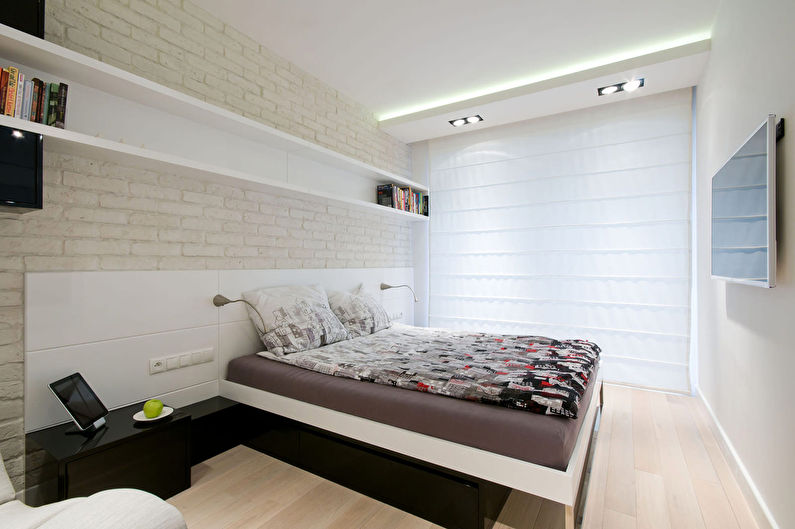 Design of a small bedroom 12 sq.m. - Photo