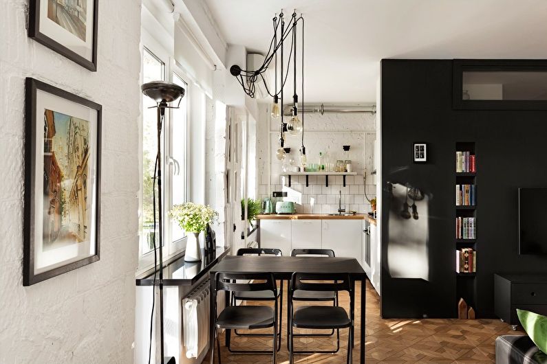 Köksdesign i Khrushchev - skandinavisk stil