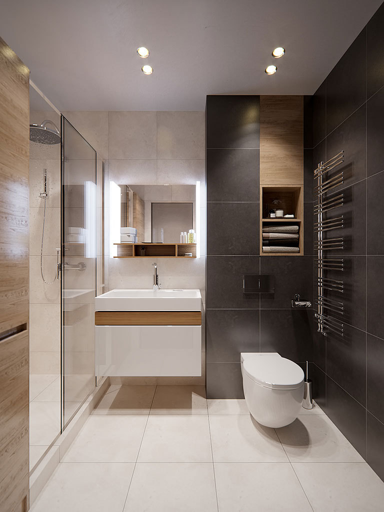 The interior design of the apartment is 50 sq.m. in the Riverside residential complex