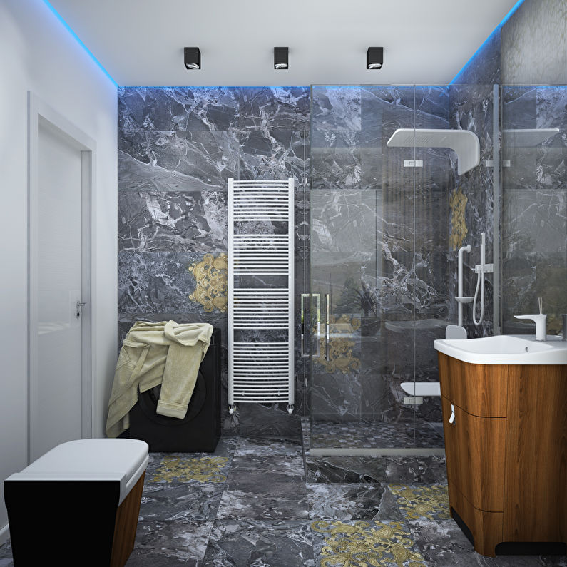 Bathroom 6 m2 in the style of minimalism, Zhukovo