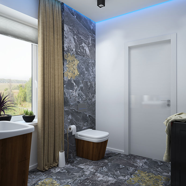 Bathroom 6 m2 in the style of minimalism, Zhukovo