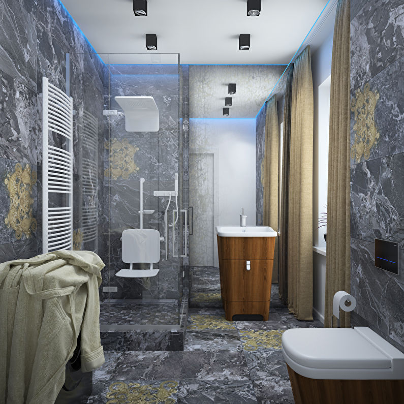 Bathroom 6 m2 in the style of minimalism, Zhukovo
