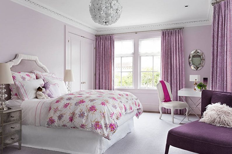 Lilac with white - The combination of colors in the interior