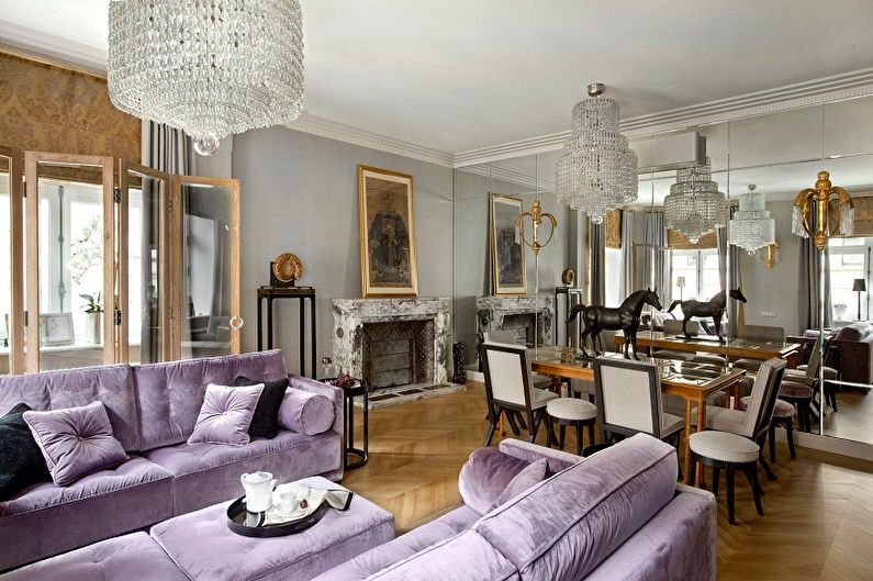 Lilac with gray - The combination of colors in the interior