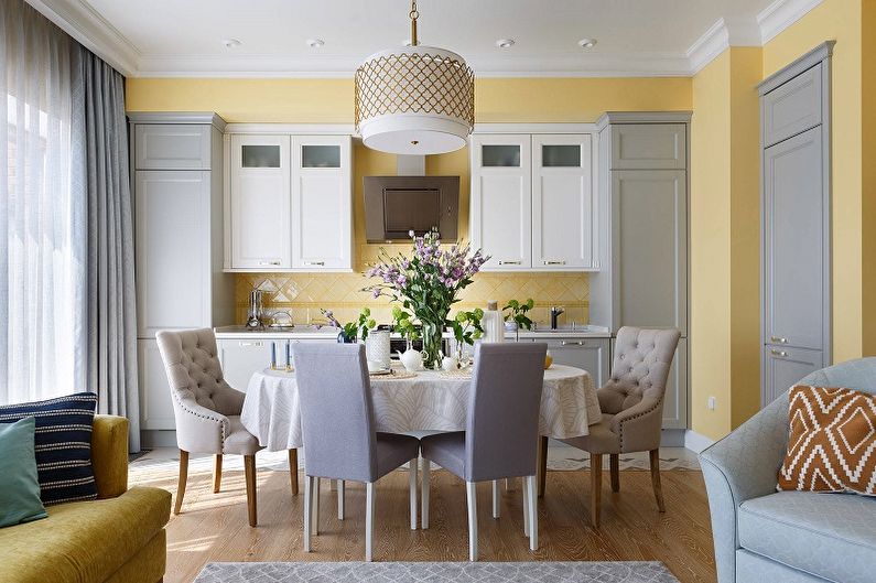 Lilac with yellow - The combination of colors in the interior