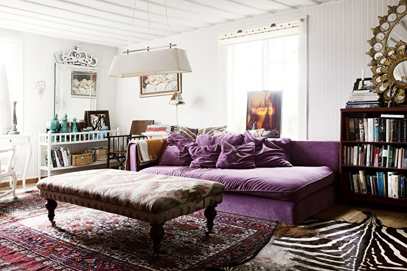 Lilac color in the interior of the living room - Design photo