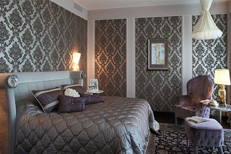 Lilac color in the bedroom interior - Design photo