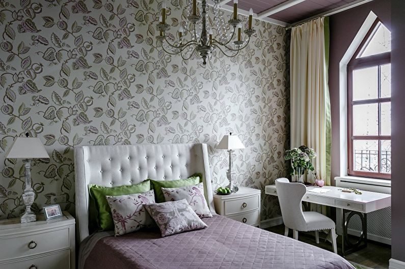 Lilac color in the bedroom interior - Design photo