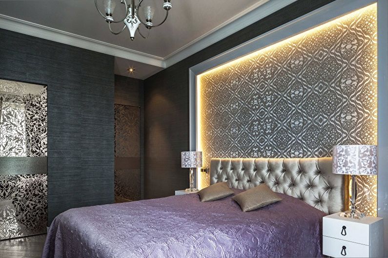 Lilac color in the bedroom interior - Design photo