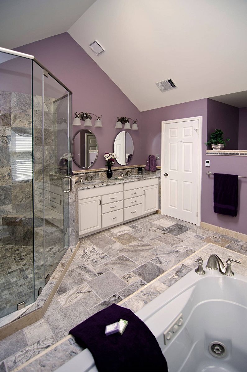 Lilac color in the interior of the bathroom - Design photo