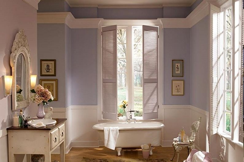 Lilac color in the interior of the bathroom - Design photo