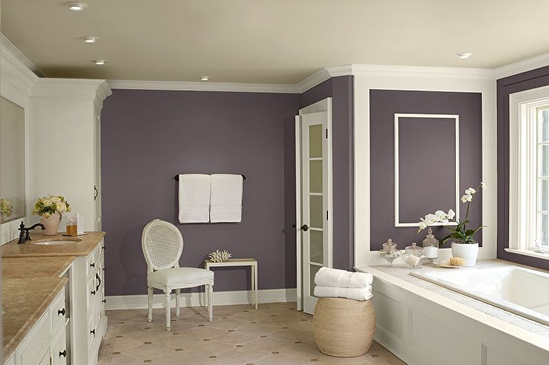 Lilac color in the interior of the bathroom - Design photo