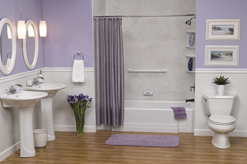 Lilac color in the interior of the bathroom - Design photo