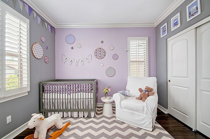 Lilac color in the interior of a children's room - Design photo