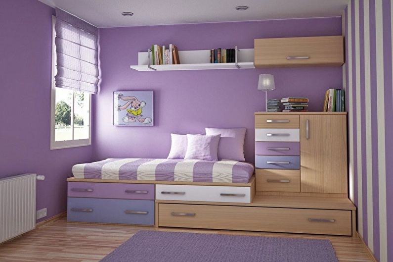 Lilac color in the interior of a children's room - Design photo