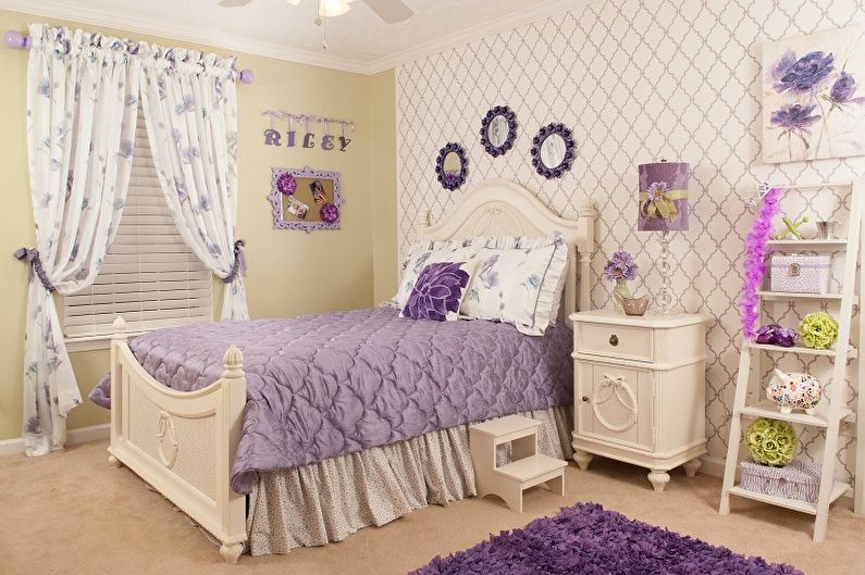 Lilac color in the interior of a children's room - Design photo