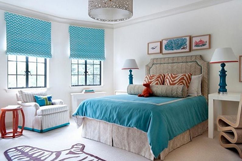 Combinaisons de couleurs originales à l'intérieur de la chambre