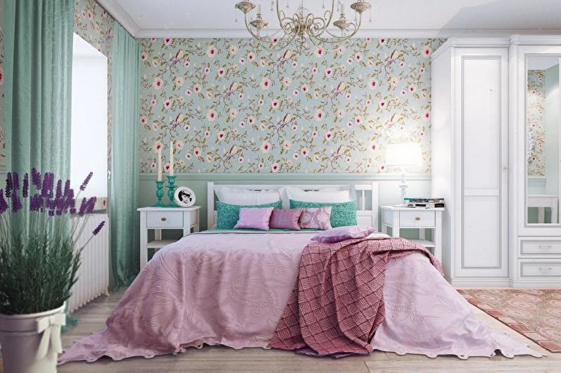 Chambre de style champêtre - Combinaison de couleurs à l'intérieur de la chambre