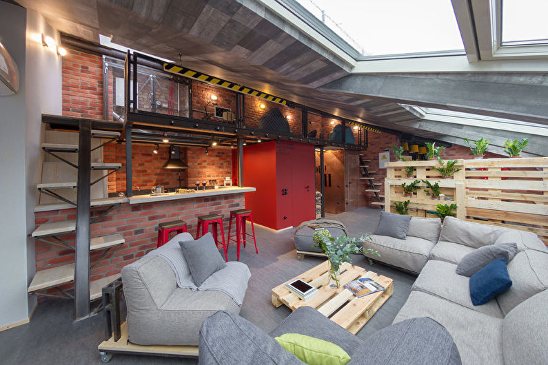 Loft Style Living Room Design - Wall Decoration