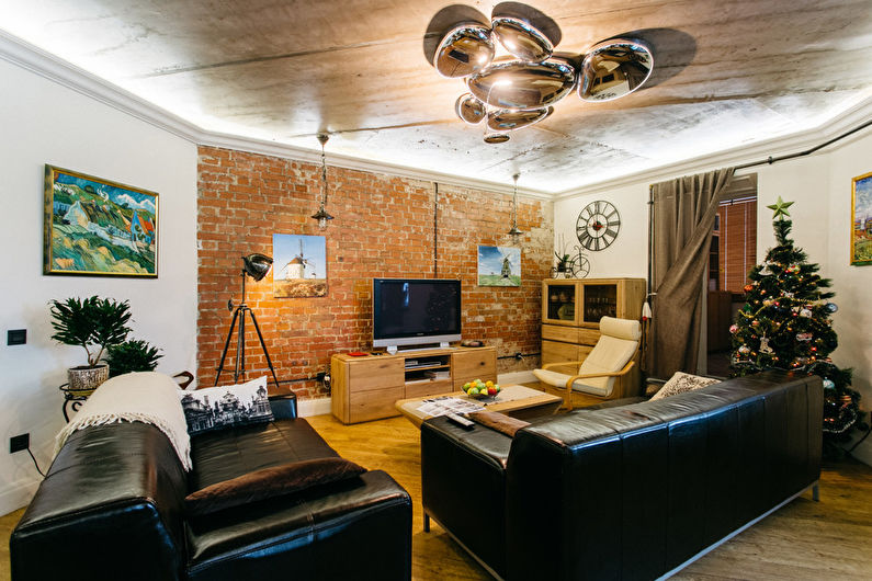 Loft Style Living Room Design - Wall Decoration