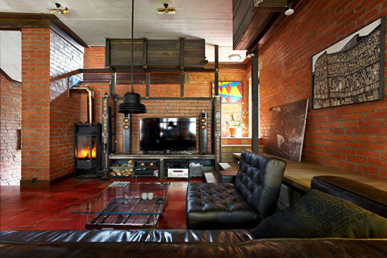 Loft style living room design - Furniture