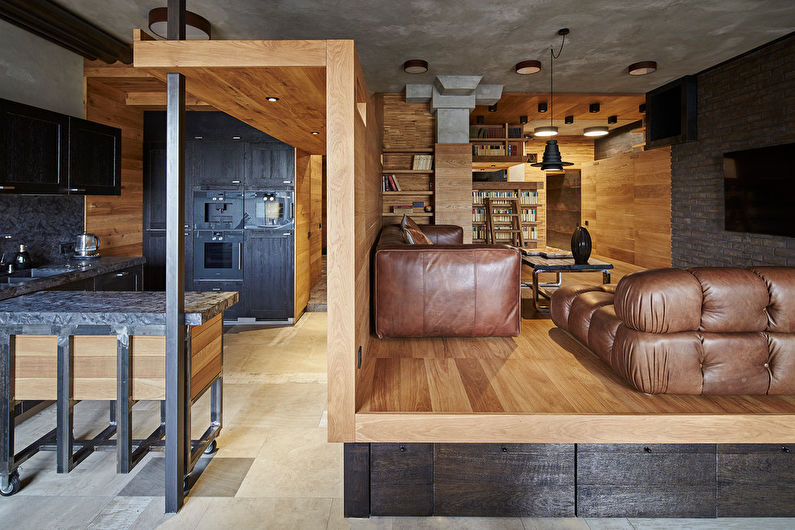 Loft style living room design - Furniture