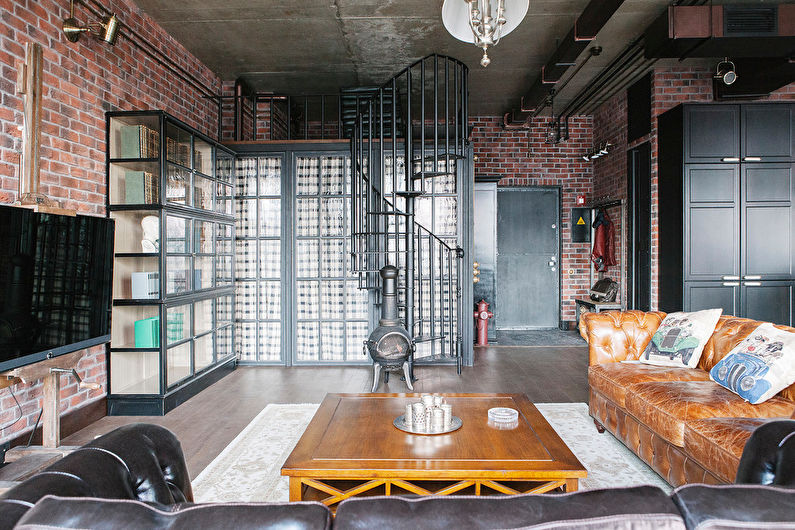 Loft style living room design - Furniture