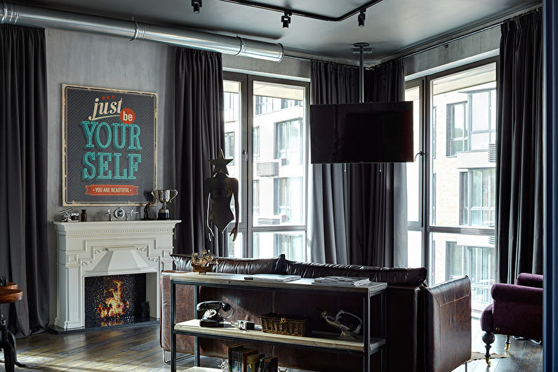 Loft Style Living Room Design - Decor and Textile