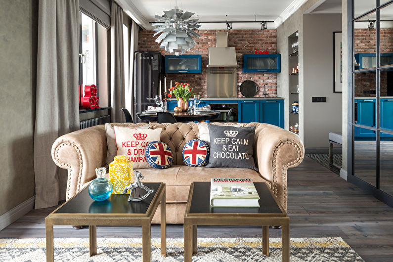 Loft Style Living Room Design - Decor and Textile