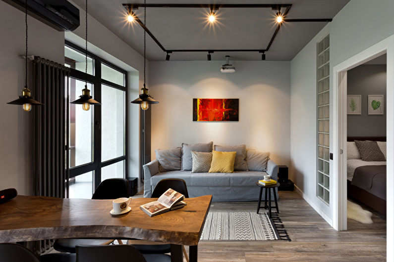 Loft style living room interior design - photo