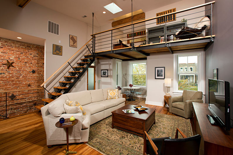Loft style living room interior design - photo