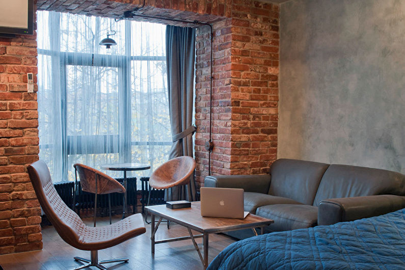 Loft style living room interior design - photo