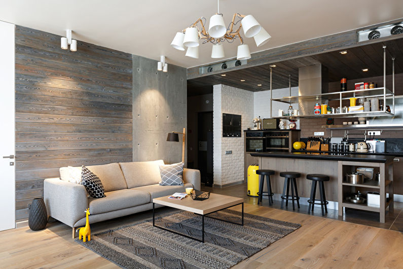 Loft style living room interior design - photo