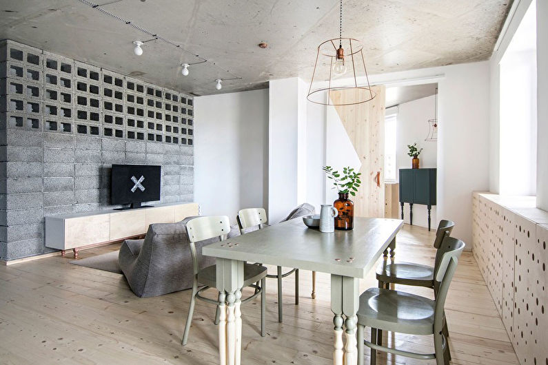 Loft style living room interior design - photo