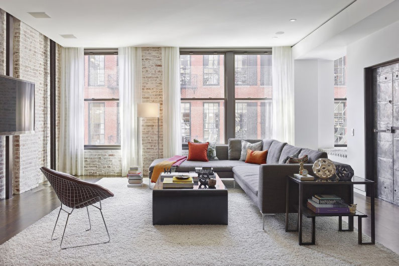 Loft style living room interior design - photo