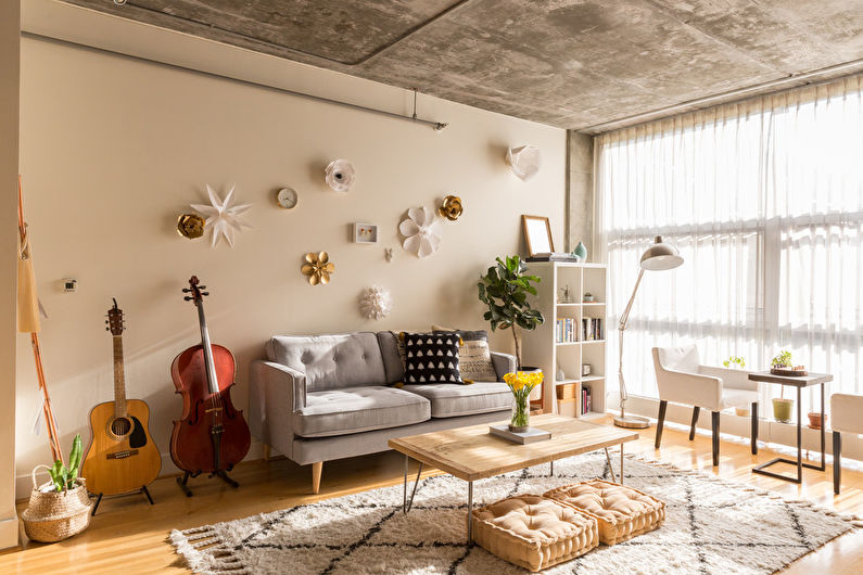 Loft style living room interior design - photo