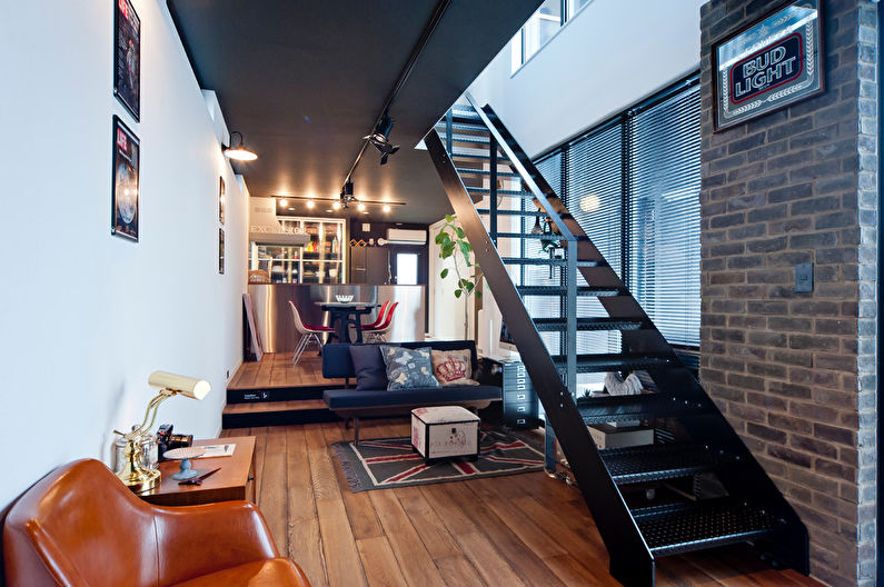 Loft style living room interior design - photo