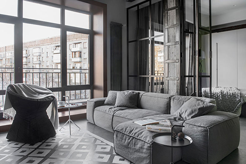 Loft style living room interior design - photo