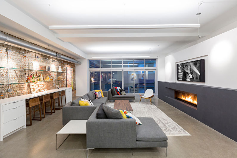 Loft style living room interior design - photo
