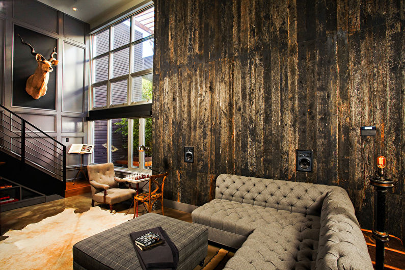 Loft style living room interior design - photo